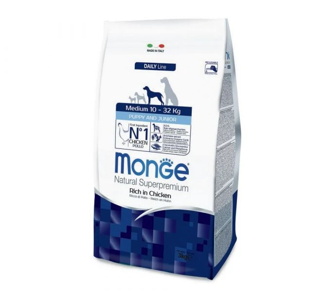 MONGE CANE NATURAL SUPERPREMIUM PUPPY&JUNIOR MEDIUM POLLO 3 KG