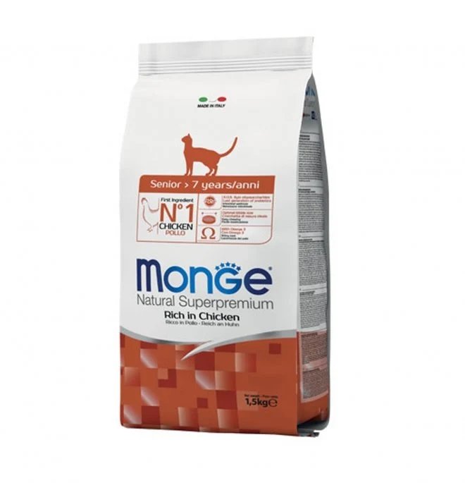 MONGE GATTO NATURAL SUPERPREMIUM SENIOR POLLO 1,5 KG