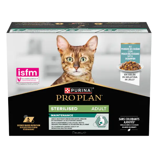 Purina Pro Plan Cat Adult Sterilised Maintenance Multipack in gelatina 10x85g