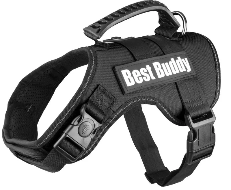 FLAMINGO CANE PETTORINA IN NYLON CON IMBOTTITURA "BEST BUDDY URANUS" 80-115 CM x 50 MM NERO