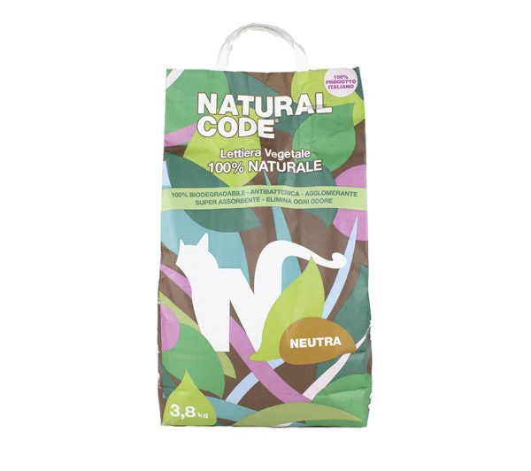 Natural Code - Lettiera Neutra Vegetale al Mais Agglomerante ed Ecologica per Gatti 3,8 Kg