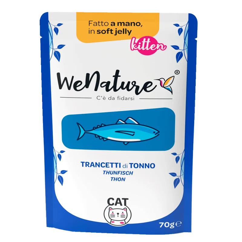 WeNature Umido Gatto Cucciolo Fatto a Mano in Gelatina Cotto al Vapore Jelly Kitten 70g