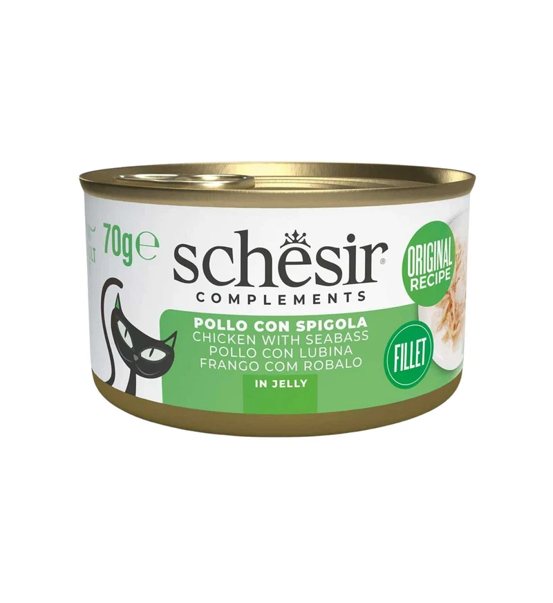 SCHESIR GATTO COMPLEMENTARE POLLO E SPIGOLA IN GELATINA DA 70 GR
