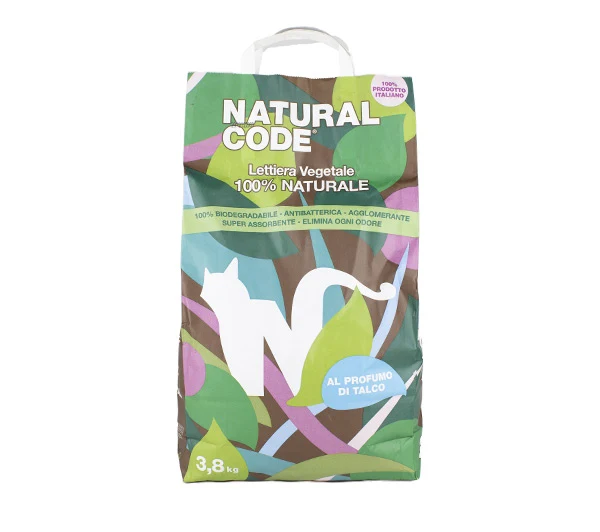 Natural Code Lettiera Vegetale al Profumo di Talco per Gatti 3,8 Kg