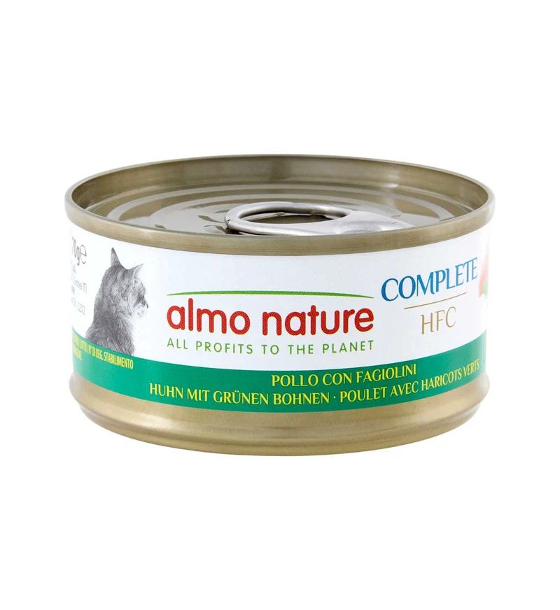 ALMO NATURE HFC GATTO COMPLETE CON POLLO E FAGIOLINI DA 70 GR IN LATTINA