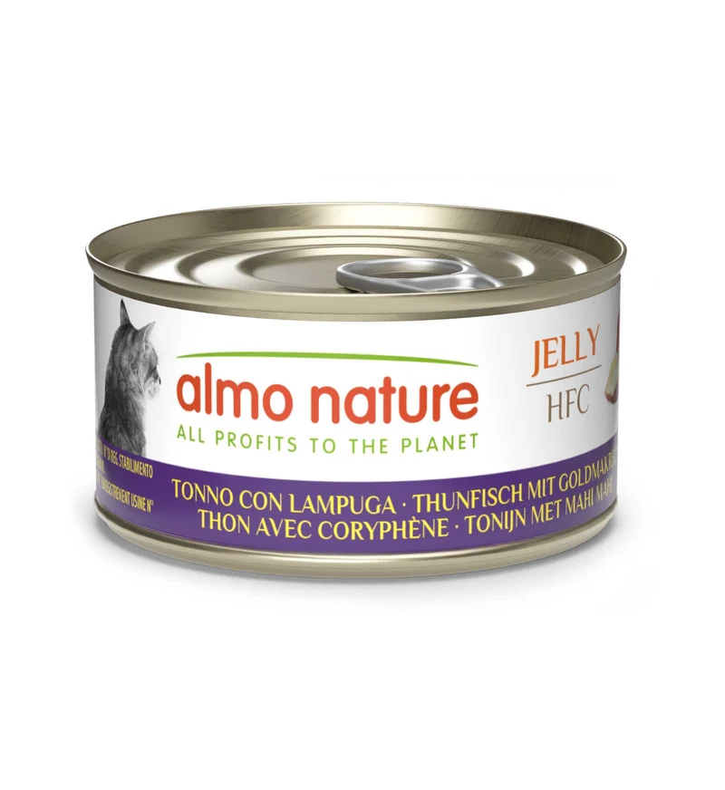 ALMO NATURE HFC GATTO JELLY CON TONNO E LAMPUGA DA 70 GR IN LATTINA