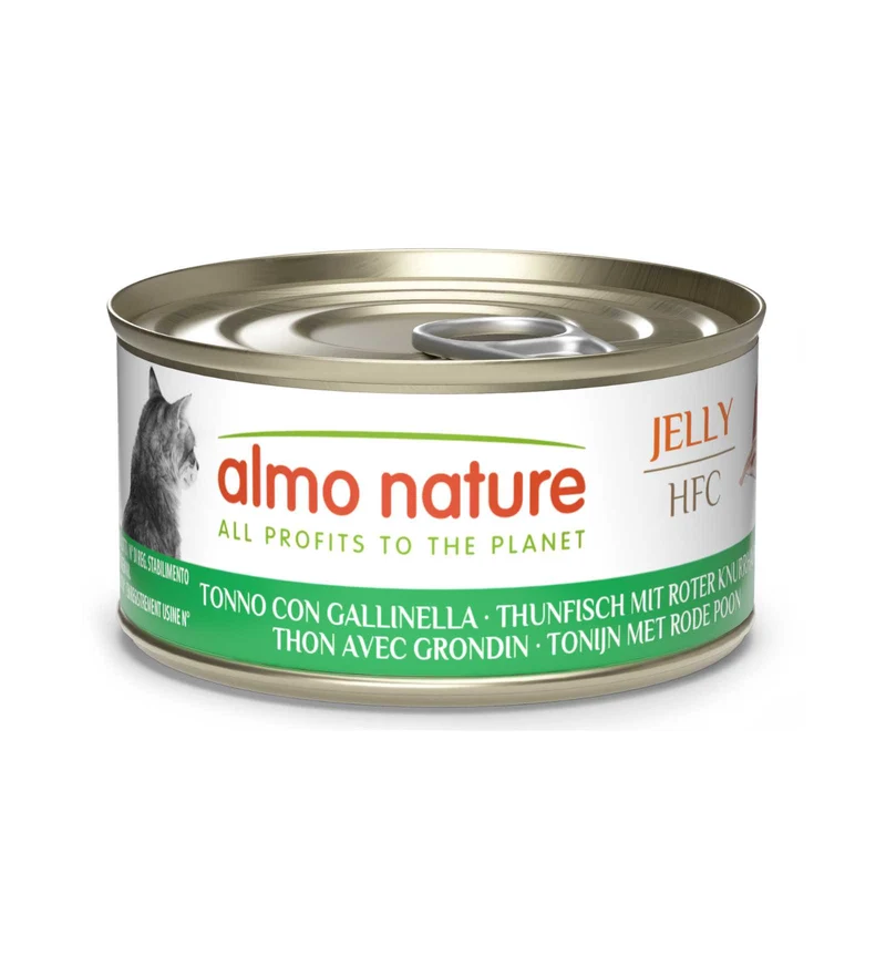 ALMO NATURE HFC GATTO JELLY CON TONNO E GALLINELLA DA 70 GR IN LATTINA