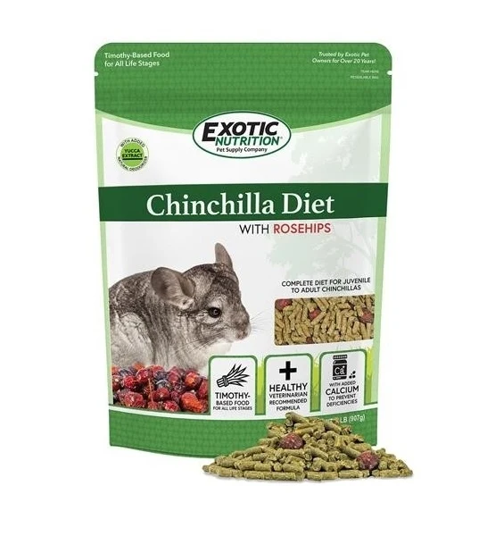 Exotic Nutrition Chinchilla Diet with Rose Hips 2lbs