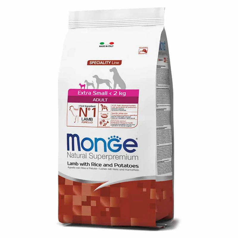 Alimento cane Monge superpremium extra small agnello riso e patate 800g