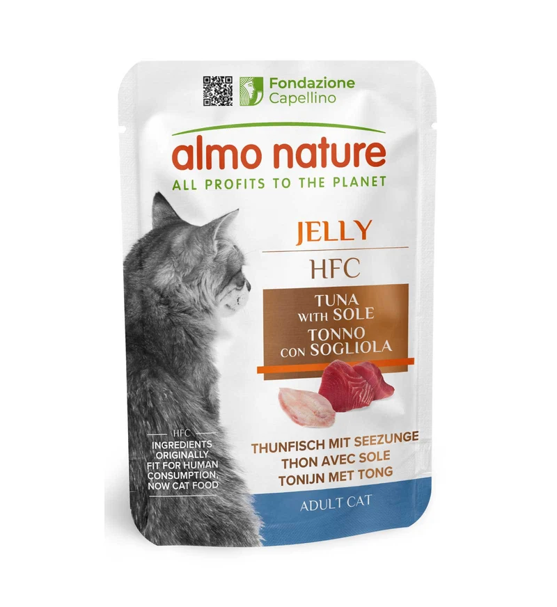 ALMO NATURE HFC GATTO JELLY CON TONNO E SOGLIOLA DA 55 GR IN BUSTA