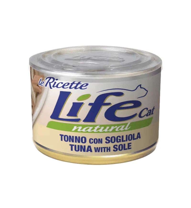 LIFEPETCARE GATTO LIFE CAT NATURAL LE RICETTE TONNETTO CON SOGLIOLA DA 150 GR IN LATTINA