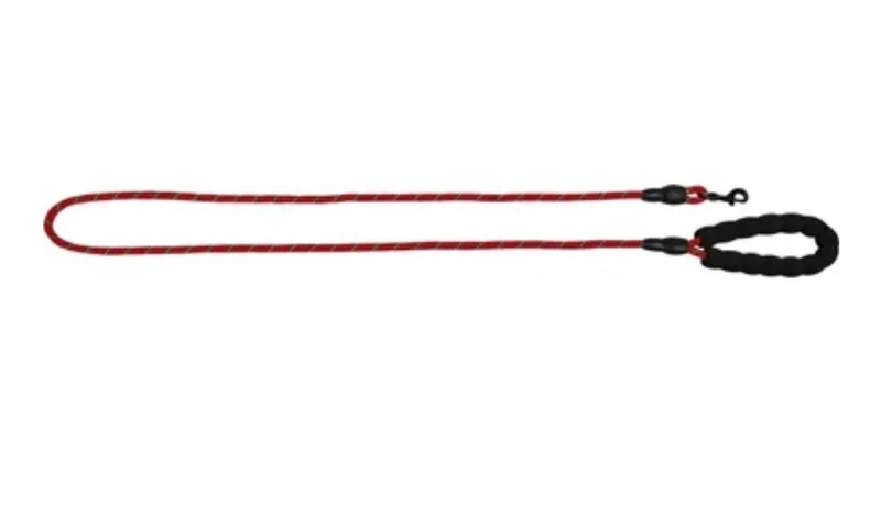 Guinzaglio per cani riflettente con linea di sicurezza + manico in Eva Rosso 8mmx150cm