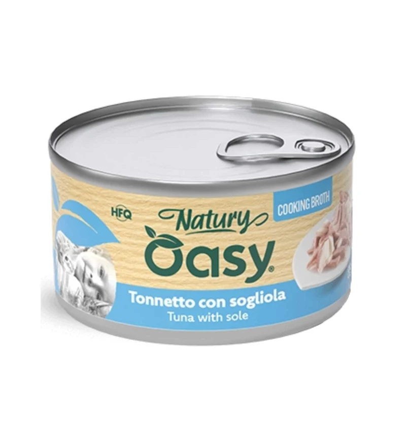 OASY NATURY GATTO TONNETTO CON SOGLIOLA IN BRODO DA 85 GR IN LATTINA