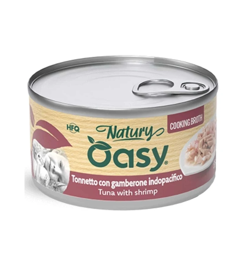 OASY NATURY GATTO TONNETTO CON GAMBERONE IN BRODO DA 85 GR IN LATTINA