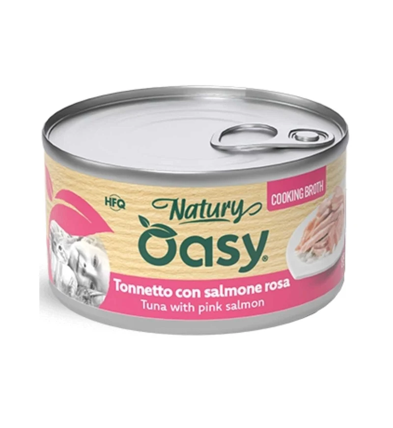 OASY NATURY GATTO TONNETTO CON SALMONE ROSA IN BRODO DA 85 GR IN LATTINA