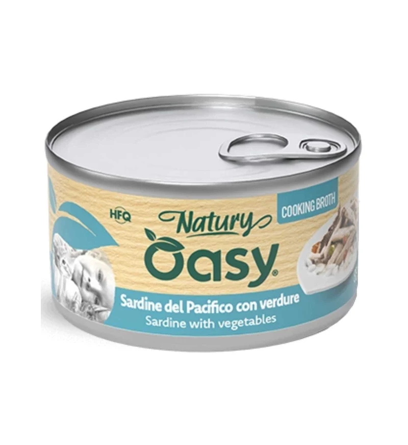 OASY NATURY GATTO SARDINE CON VERDURE IN BRODO DA 85 GR IN LATTINA
