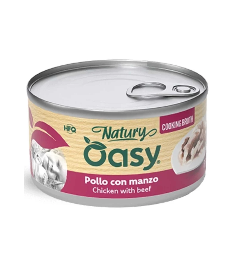 OASY NATURY GATTO POLLO CON MANZO IN BRODO DA 85 GR IN LATTINA