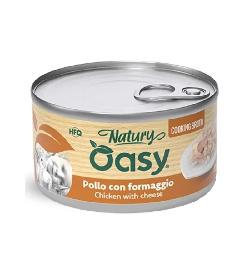 OASY NATURY GATTO POLLO CON FORMAGGIO IN BRODO DA 85 GR IN LATTINA