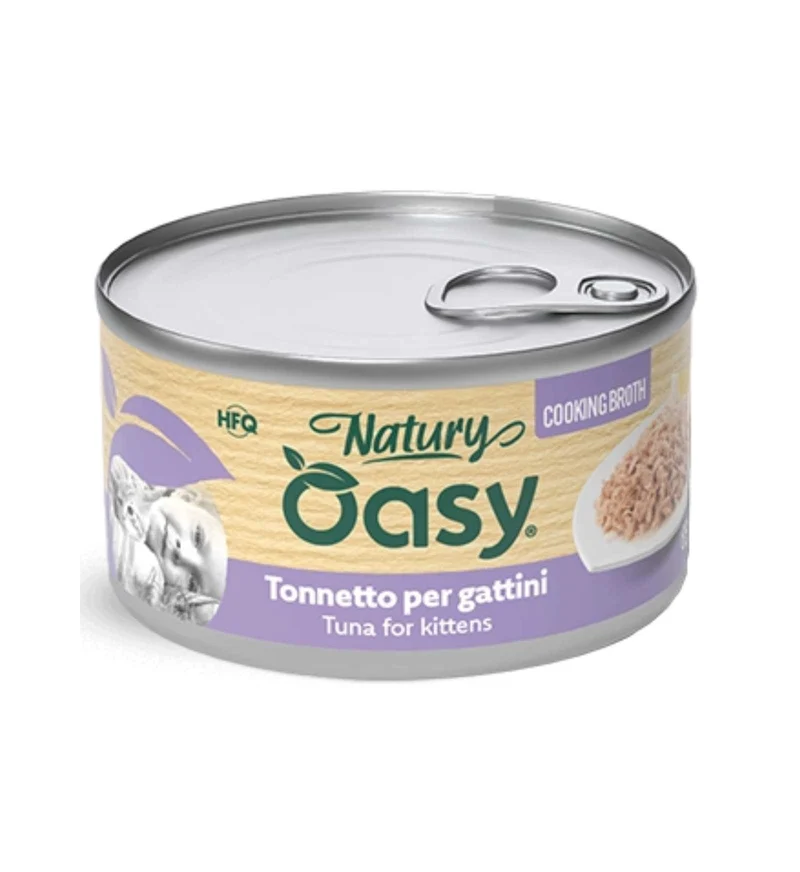 OASY NATURY GATTO TONNETTO PER GATTINI IN BRODO DA 85 GR IN LATTINA