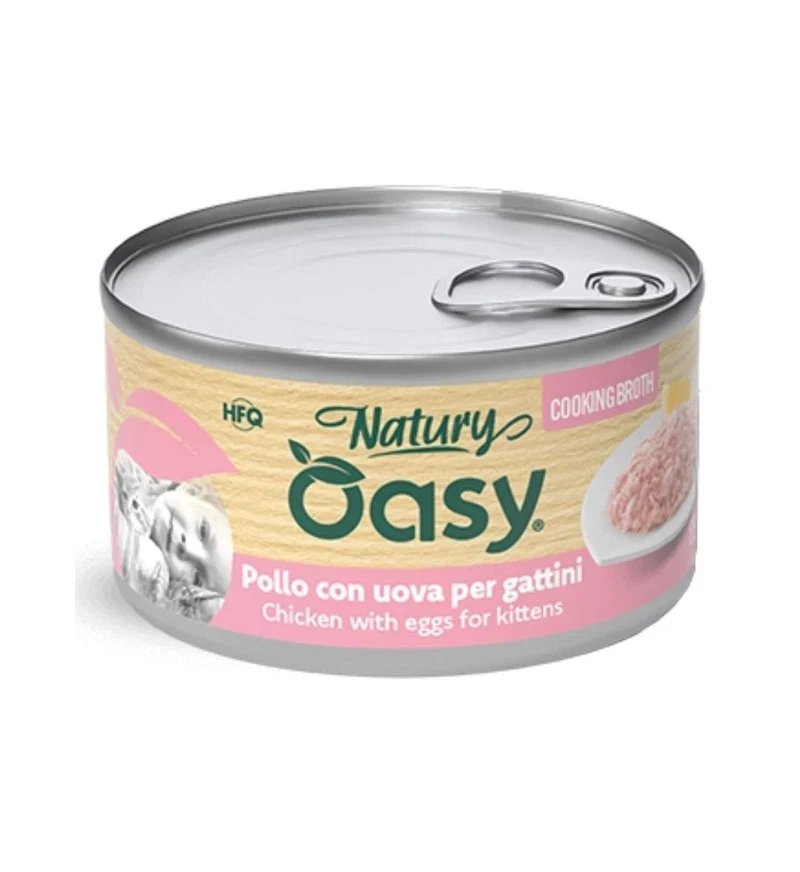 OASY NATURY GATTO POLLO CON UOVA PER GATTINI IN BRODO DA 85 GR IN LATTINA