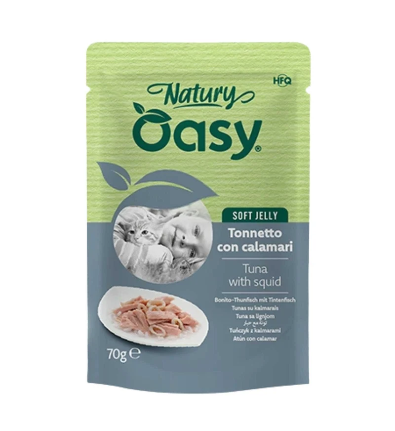 OASY NATURY GATTO TONNETTO CON CALAMARI DA 70 GR IN BUSTINA