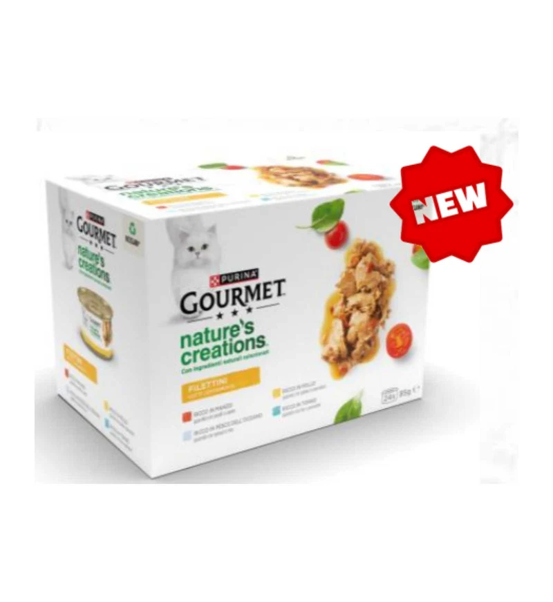 PURINA GOURMET GATTO NATURE'S CREATIONS FILETTINI MULTIPACK 24 LATTINE x 85 GR