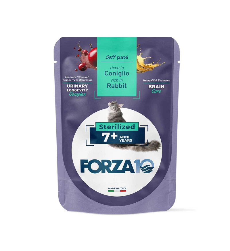 FORZA10 GATTO MAINTENANCE ADULT 7+ STERILIZZATO CONIGLIO DA 80 GR IN BUSTA