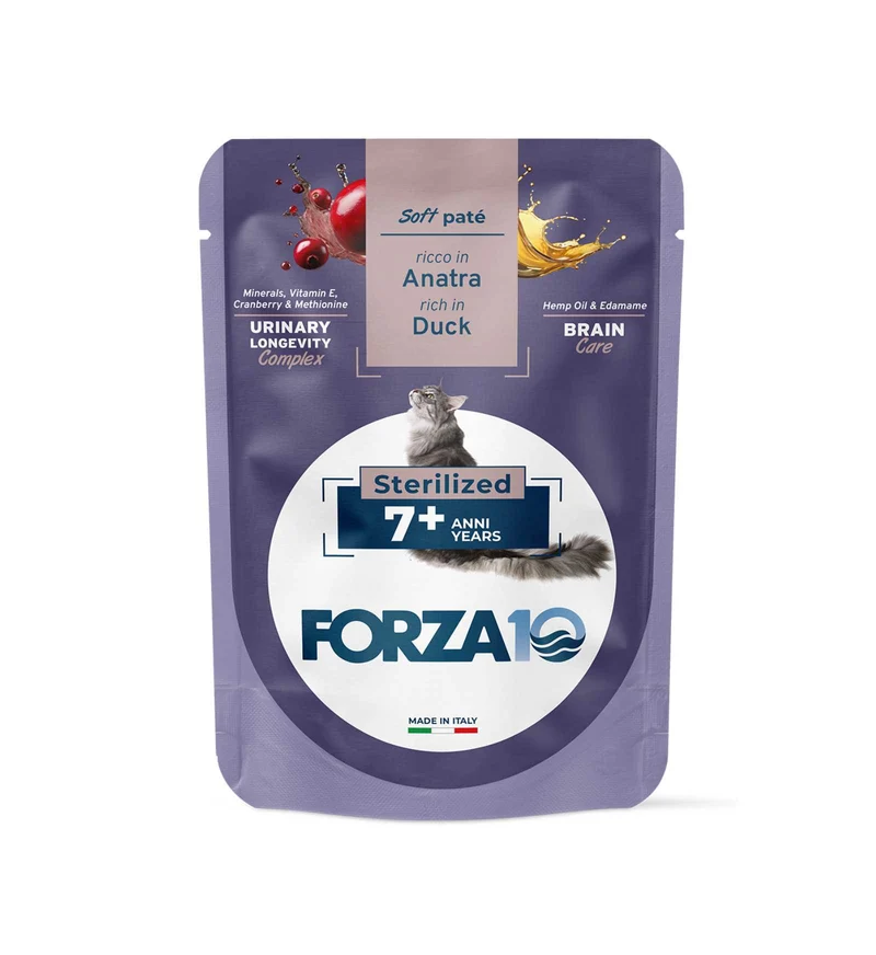 FORZA10 GATTO MAINTENANCE ADULT 7+ STERILIZZATO ANATRA DA 80 GR IN BUSTA