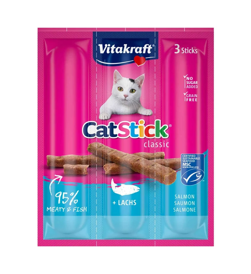 VITAKRAFT GATTO STICK SALMONE MSC 3 PEZZI DA 18 GR