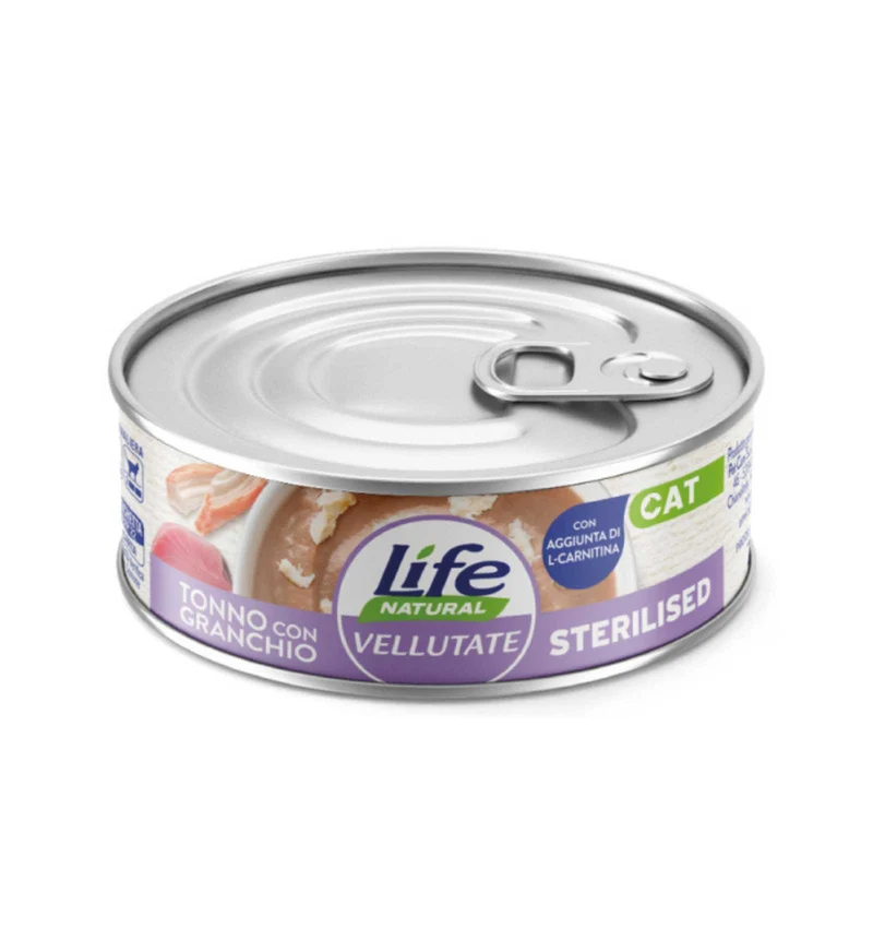 LIFEPETCARE GATTO VELLUTATE STERILIZZATO TONNO E GRANCHIO DA 70 GR