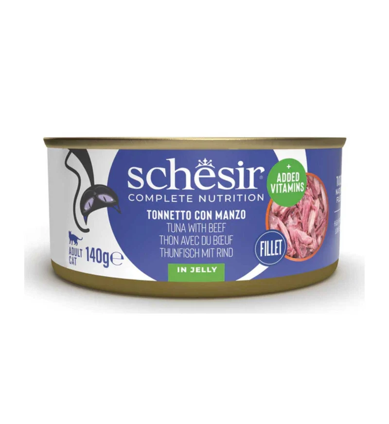 SCHESIR GATTO COMPLETO TONNO E MANZO IN GELATINA DA 140 GR