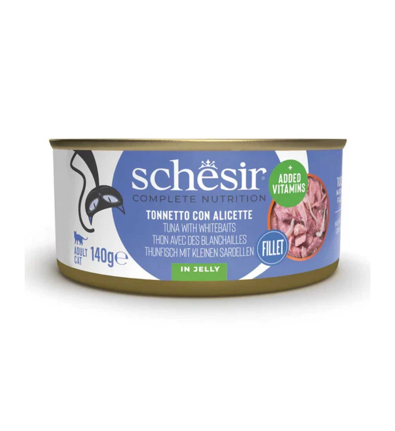 SCHESIR GATTO COMPLETO TONNO E ALICETTE IN GELATINA DA 140 GR