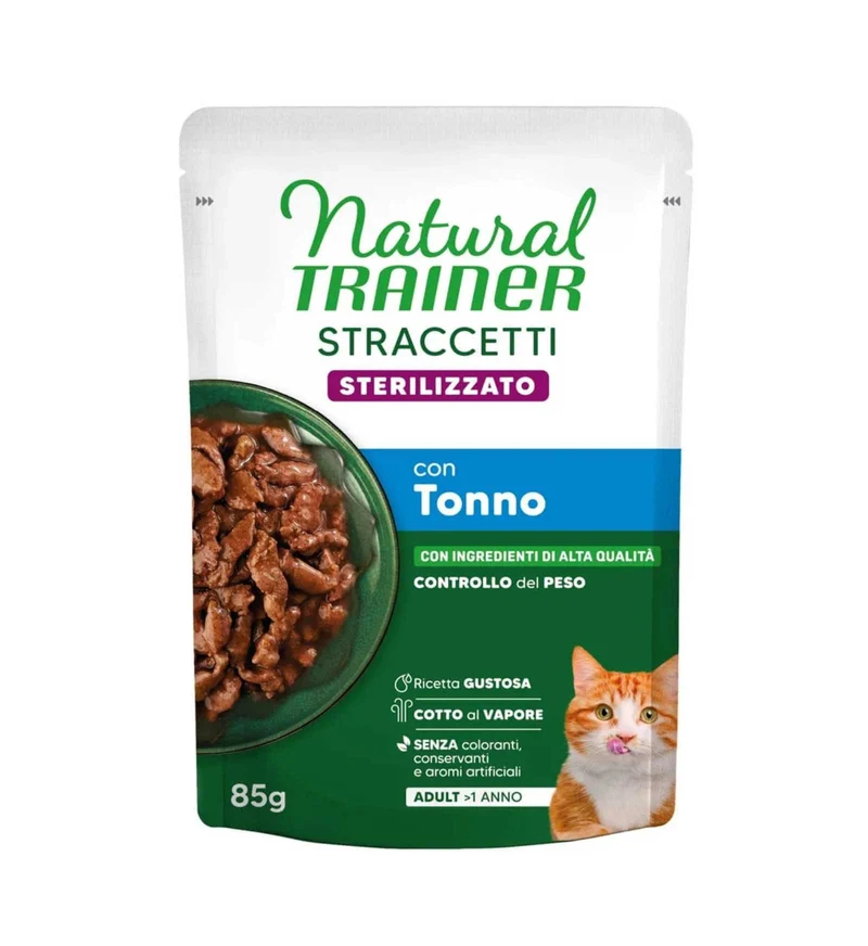 TRAINER GATTO NATURAL STERILIZZATO STRACCETTI TONNO DA 85 GR