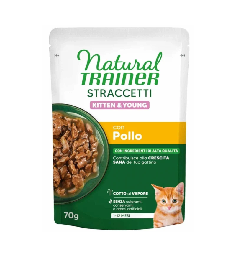 TRAINER GATTO NATURAL KITTEN STRACCETTI POLLO DA 70 GR