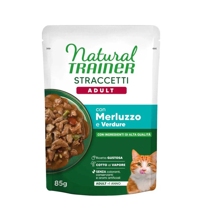 TRAINER GATTO NATURAL ADULT STRACCETTI MERLUZZO DA 85 GR