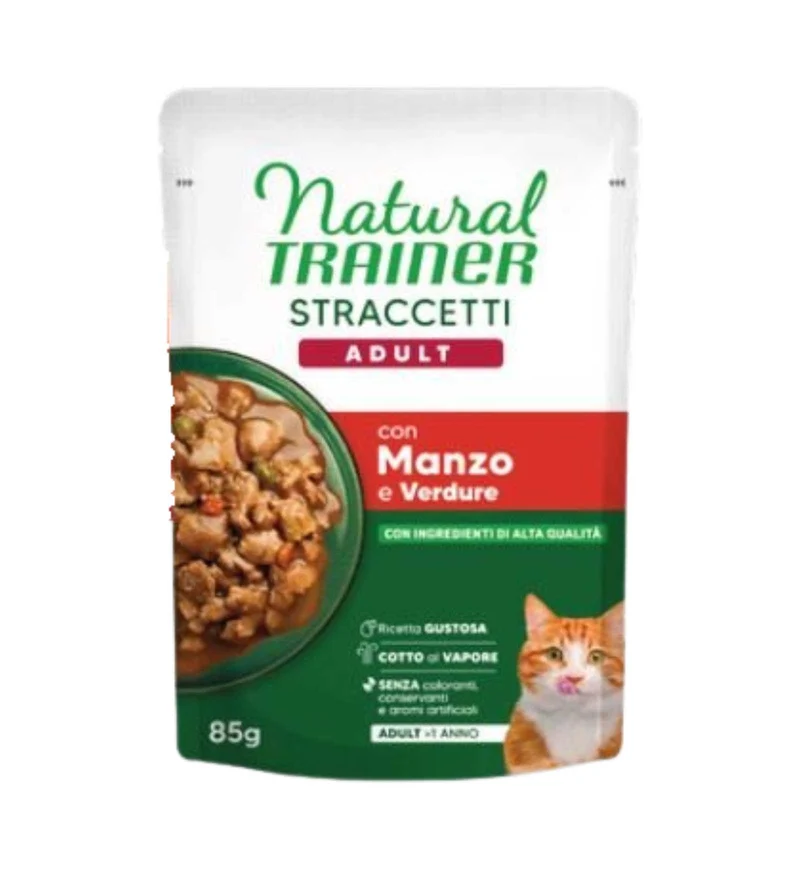 TRAINER GATTO NATURAL ADULT STRACCETTI MANZO DA 85 GR