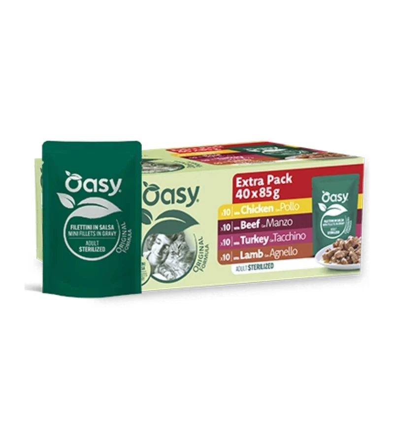 OASY GATTO ORIGINAL ADULT STERILIZZATO CARNE MULTIPACK 40 BUSTINE DA 85 GR