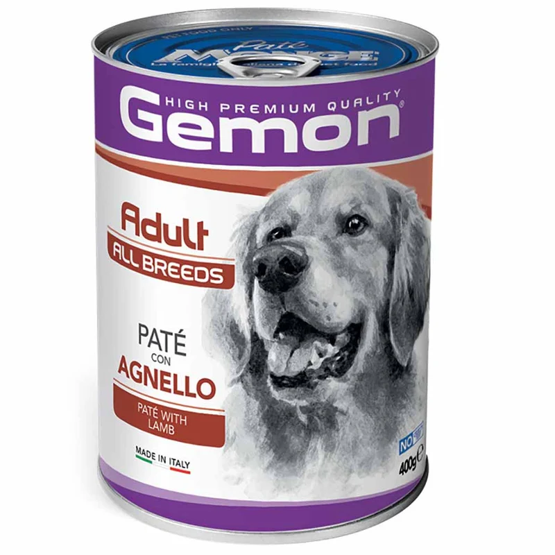 Alimento cane Monge Gemon 24 lattine da 400g adult All Breeds Paté e agnello