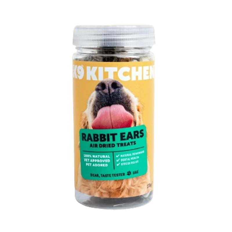 The K9 Kitchen Rabbit Ears Air Dried Dog Treats 100g