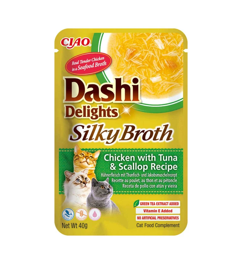 INABA CIAO DASHI DELIGHTS GATTO SILKY BROTH POLLO TONNO E CAPESANTE DA 40 GR
