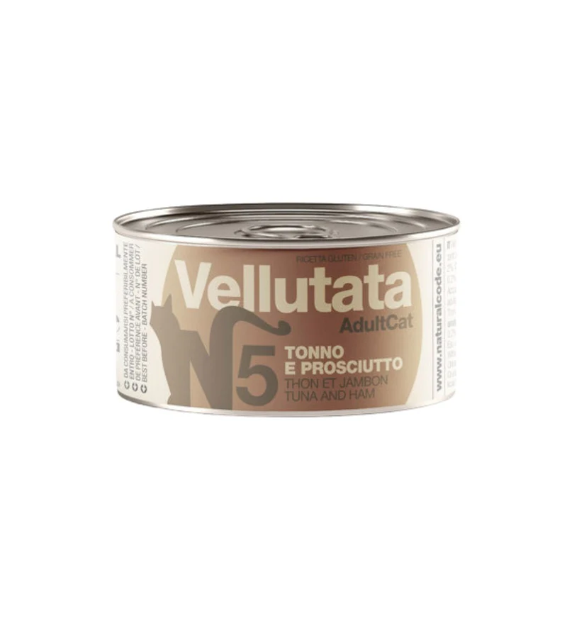 NATURAL CODE GATTO N5 VELLUTATA ADULT TONNO E PROSCIUTTO DA 85 GR