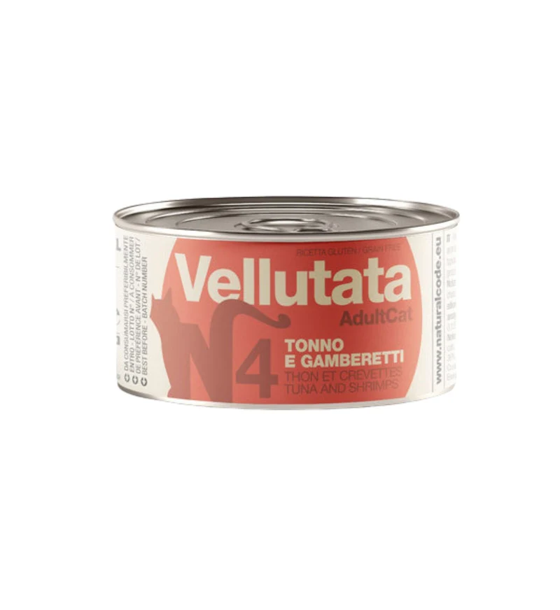 NATURAL CODE GATTO N4 VELLUTATA ADULT TONNO E GAMBERETTI DA 85 GR