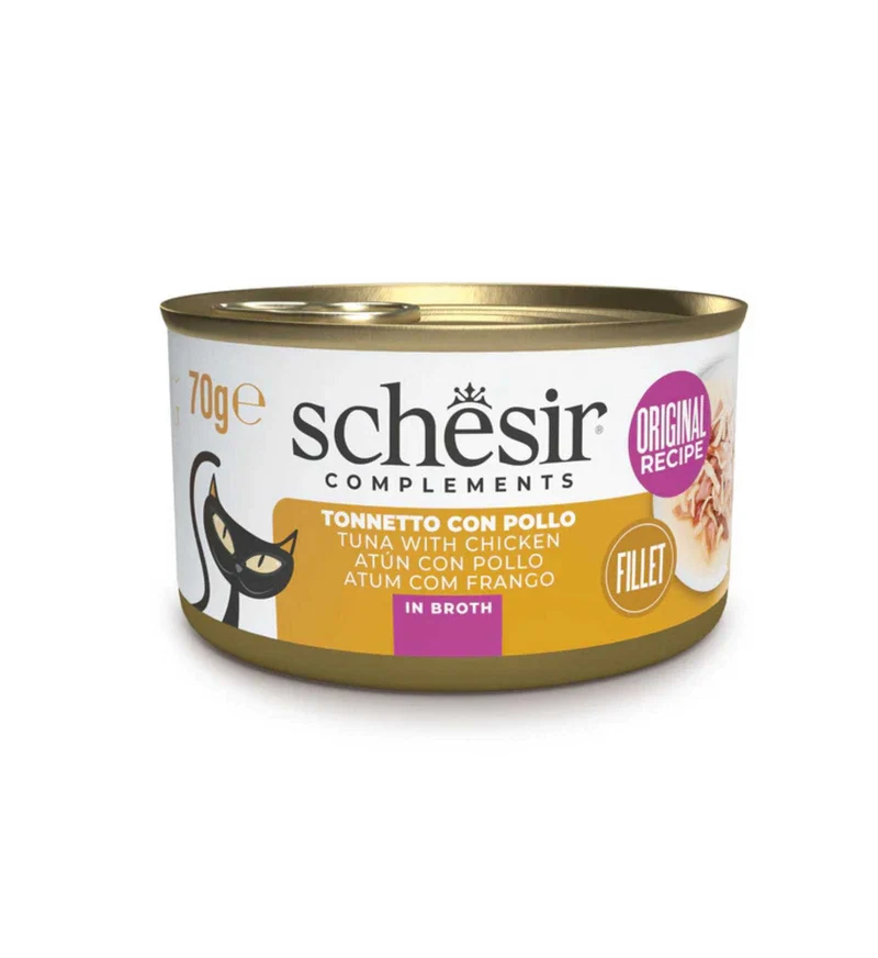 SCHESIR GATTO COMPLEMENTARE TONNO E POLLO IN BRODO DA 70 GR