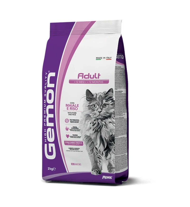 MONGE GATTO GEMON ADULT MAIALE E RISO DA 2 KG