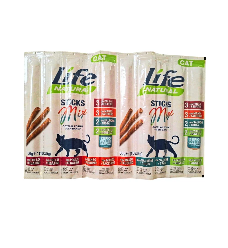 LIFEPETCARE GATTO SNACK NATURAL STICKS MIX 10 x 5 GR