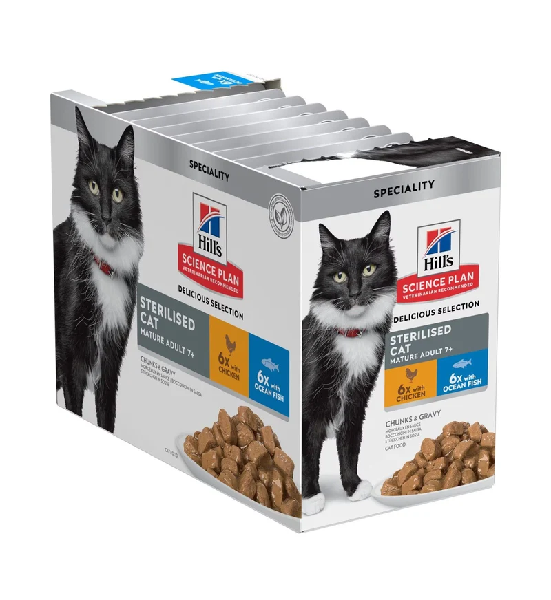 HILL'S SCIENCE PLAN GATTO MATURE STERILIZZATO POLLO E PESCE MULTIPACK 12 BUSTE DA 85 GR