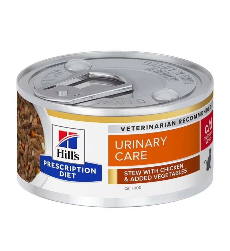 HILL'S PRESCRIPTION DIET GATTO C/D URINARY STRESS CON SPEZZATINO AL POLLO E VERDURE DA 82 GR IN LATTINA