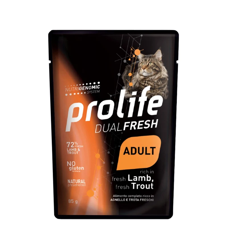 PROLIFE GATTO DUAL FRESH ALL' AGNELLO E TROTA DA 85 GR IN BUSTA
