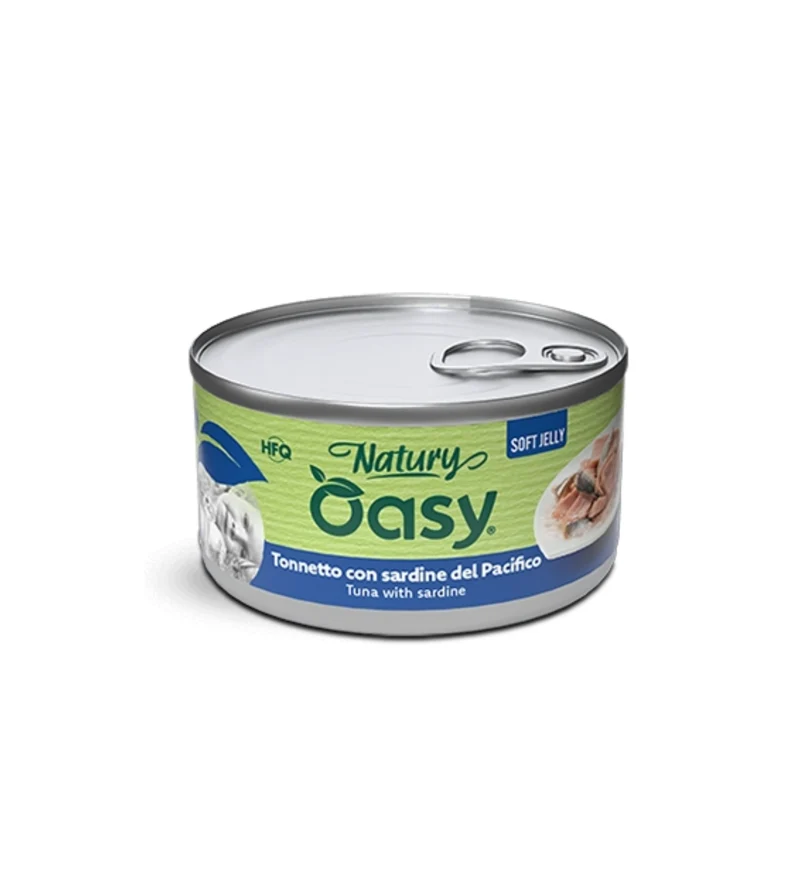 OASY NATURY GATTO TONNETTO CON SARDINE IN GELATINA DA 85GR IN LATTINA