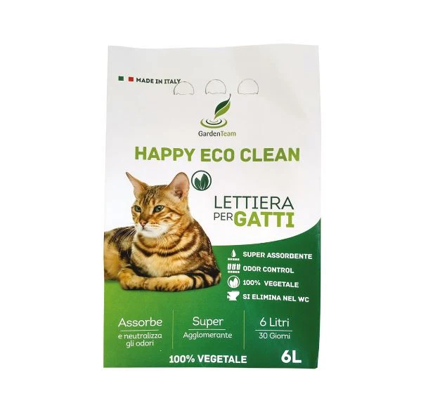Happy Eco Clean Lettiera Vegetale per Gatti 6 lt